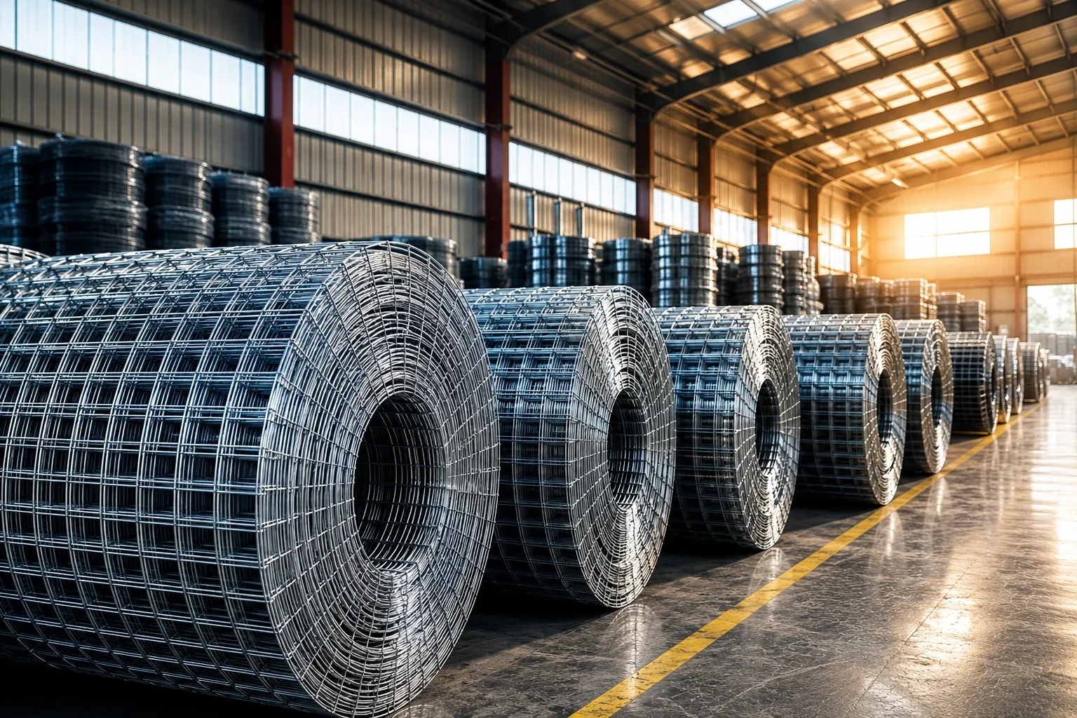 Rolls of wire mesh in Z Wire factory